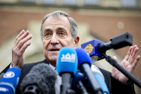 epa11265480 Nicaraguan Ambassador to the Netherlands Carlos Jose Arguello Gomez speaks to the press after the first hearing in the International Court of Justice (ICJ), in the case that Nicaragua file ...