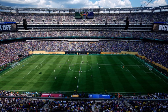 FILE - General view of the MetLife stadium during the Club World Cup semifinal soccer match between Fluminense and Chelsea in East Rutherford, N.J., Tuesday, July 8, 2025. (AP Photo/Pamela Smith, File ...