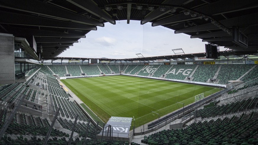 Blick in die AFG Arena, das Heimstadion des FC St. Gallen, aufgenommen am Mittwoch, 18. Mai 2016, in St. Gallen. Wie der Verein mitteilt, heisst die AFG Arena ab Saison 2016/17 &quot;kybunpark&quot;,  ...