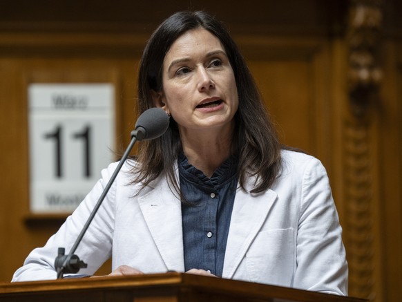 Nationalraetin Maja Riniker, FDP-AG, spricht an der Fruehjahrssession der Eidgenoessischen Raete, am Montag, 11. Maerz 2024, in Bern. (KEYSTONE/Peter Schneider)