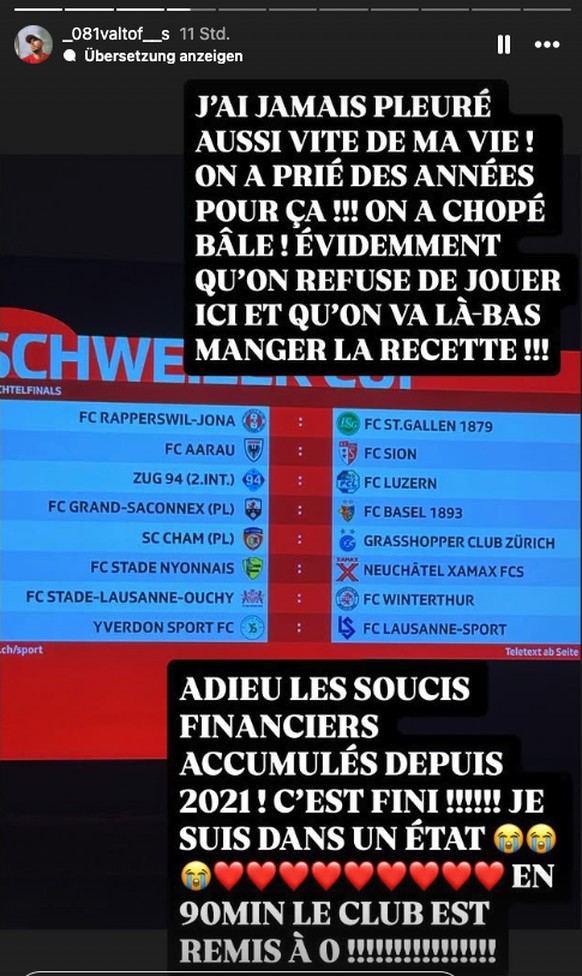 Instagram-story Gegner FC Basel