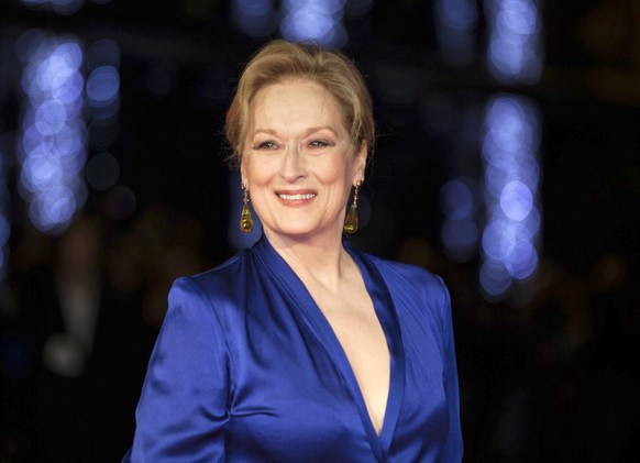 FILE - In this Oct. 7, 2015 file photo, Meryl Streep appears at the premiere of the film &quot;Suffragette,&quot; at the opening gala of the London film festival in London. The Hollywood Foreign Press ...