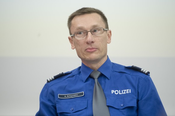 Der Kommandant der Luzerner Polizei Adi Achermann anlaesslich der Jahresmedienkonferenz der Luzerner Polizei, am Mittwoch, 29. Maerz 2017, in Luzern. (KEYSTONE/Urs Flueeler)