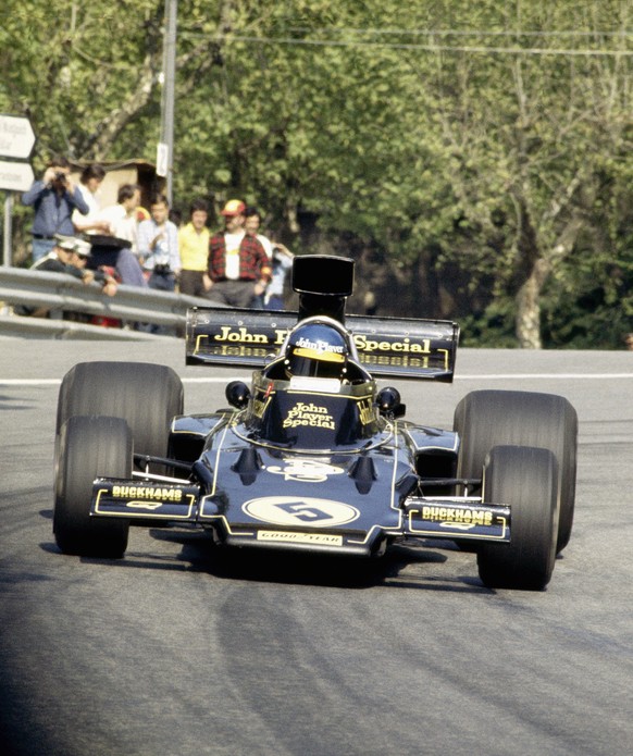1975, Montjuic Park, Gran Premio de España: Ronnie Peterson im legendären Lotus 72.