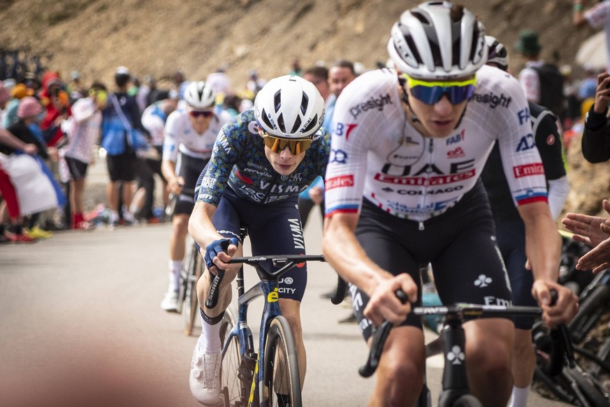 July 2, 2024, Col Du Galibier, Turin, France: Tadej Pogacar and Jonas Vingegaard attack of the race on Col du Galibier Col Du Galibier France - ZUMAm214 20240702_zip_m214_006 Copyright: xMatteoxSeccix