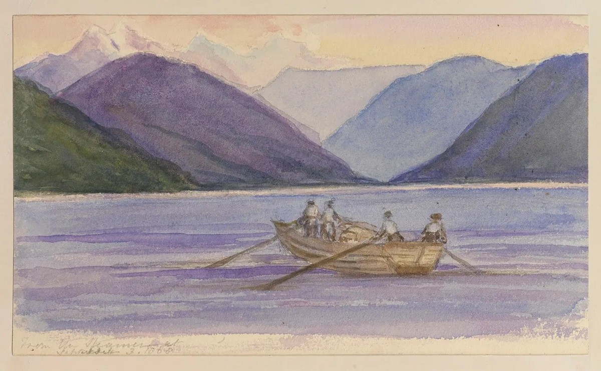Eine anmutige Szene: vier Fischer mit Stechpaddeln auf dem Vierwaldstättersee.
https://www.rct.uk/collection/search#/48/collection/980042-bv/from-the-steamer