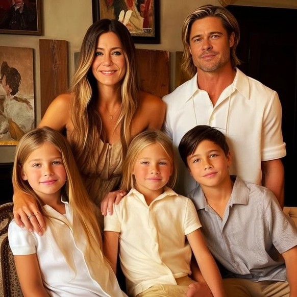 Midjourney: Brad Pitt und Jennifer Aniston und ihre fiktiven Kinder