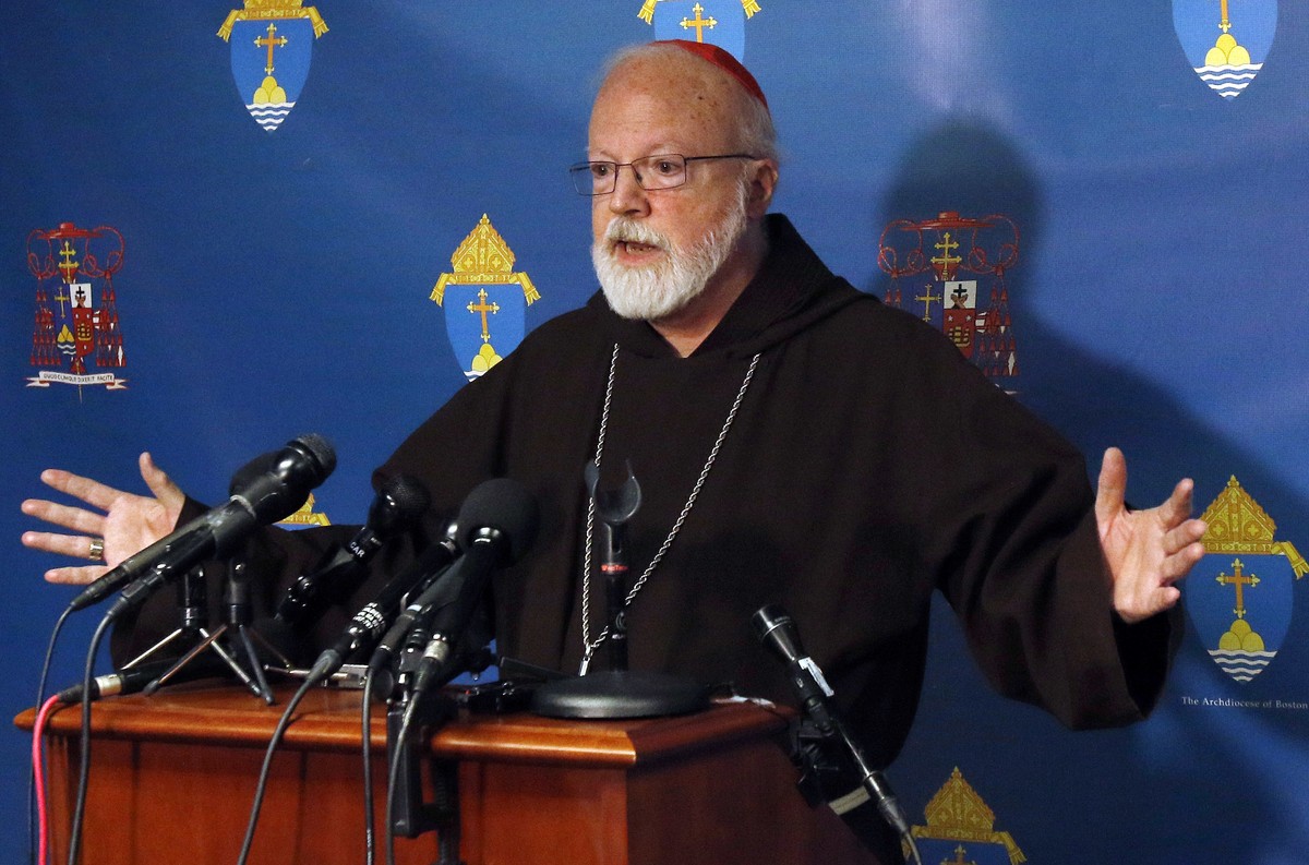 Boston Roman Catholic Archdiocese Cardinal Sean O'Malley speaks to the media, Wednesday, Dec. 20, 2017, in Braintree, Mass., on the death of Cardinal Bernard Law. The disgraced former Boston arch ...