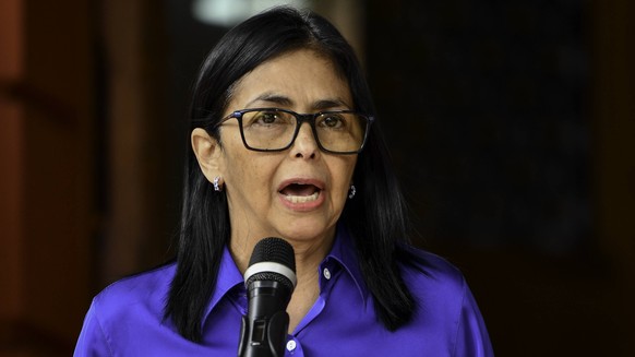 260114 -- CARACAS, Jan. 14, 2026 -- Venezuela s acting president Delcy Rodriguez attends a press conference in Caracas, Venezuela, Jan. 14, 2026. VENEZUELA-CARACAS-PRESS CONFERENCE DingxHongfa PUBLICA ...