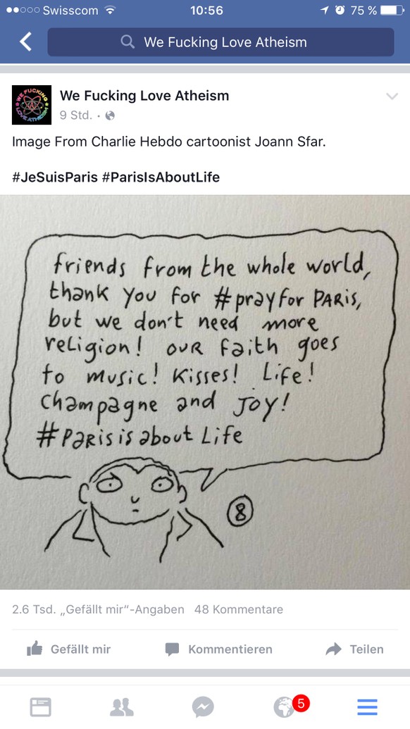 #ParisAttacks:Â Diese Social-Media-Posts treffen einen Nerv â und gehen viral
&quot;Betet nicht fÃ¼r Paris, wir hatten genug von dem Religionsquatsch fÃ¼r eine Nacht. Paris steht fÃ¼r das Leben.&quo ...