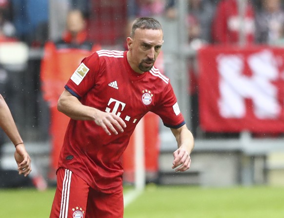 Bayern&#039;s Franck Ribery looks on during the German Bundesliga soccer match between FC Bayern Munich and Hannover 96 in Munich, Germany, Saturday, May 4, 2019. (AP Photo/Matthias Schrader)