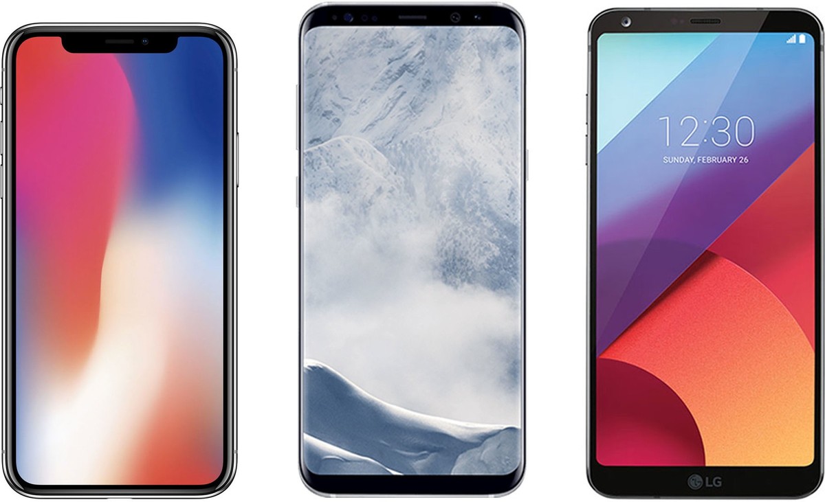 Das iPhone X im Vergleich mit «rahmenlosen» Displays von LG und Samsung.