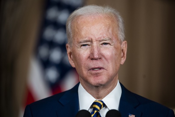 epa08987638 US President Joe Biden makes a foreign policy speech at the State Department in Washington, DC, USA, 04 February 2021. Biden announced that he is ending US support for the Saudi?s offensiv ...