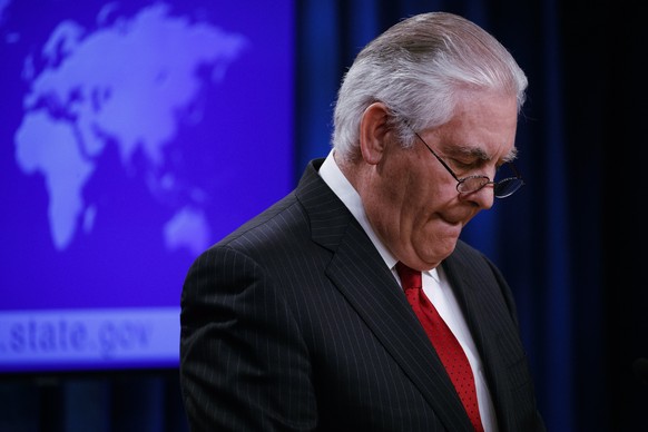 epaselect epa06601253 Outgoing US Secretary of State Rex Tillerson delivers farewell remarks in the State Department briefing room in Washington, DC, USA, 13 March 2018. This morning US President Dona ...