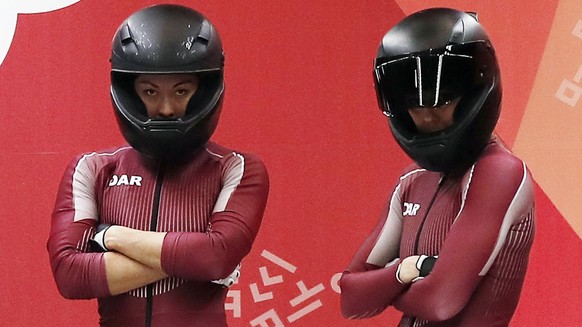 Driver Nadezhda Sergeeva and Anastasia Kocherzhova of the Olympic Athletes of Russia start their first heat during the women&#039;s two-man bobsled competition at the 2018 Winter Olympics in Pyeongcha ...