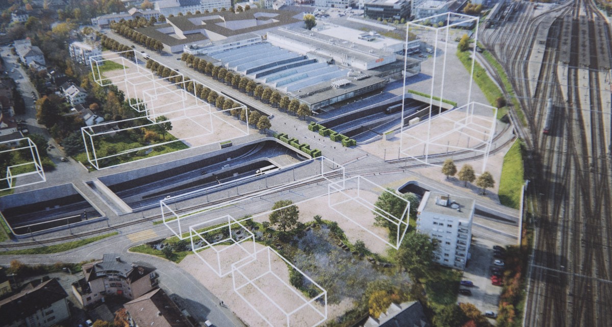 Das Bild zeigt die Ausfahrt Biel Stadtzentrum, City, an der Oeffentlichen Planauflage des Ausfuehrungsprojekts "A5-Westumfahrung Biel", am Montag, 27. Maerz 2017, in Biel. Der Bundesrat hat  ...