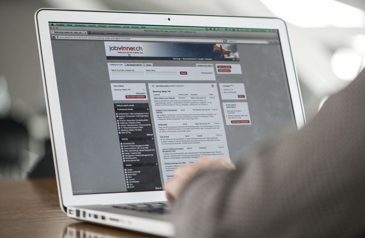ZU DEN NEUESTEN ZAHLEN ZUR ARBEITSLOSENQUOTE IN DER SCHWEIZ STELLEN WIR IHNEN FOLGENDES ARCHIVBILD ZUR VERFUEGUNG. - Auf der Internetseite von Jobwinner, aufgenommen am 14. April 2014 in Zuerich. (KEY ...