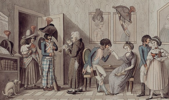 Ob in der Stadt oder auf dem Land, die Präsenz der französischen Truppen war teuer und ärgerte die Bevölkerung. Karikaturen von David Hess-Hirzel.
https://sammlung.nationalmuseum.ch/de/list?searchText ...