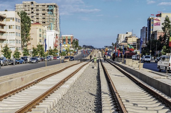 Die neue Bahnlinie durch Addis Abeba: Gebaut von der China Railway Engineering.&nbsp;