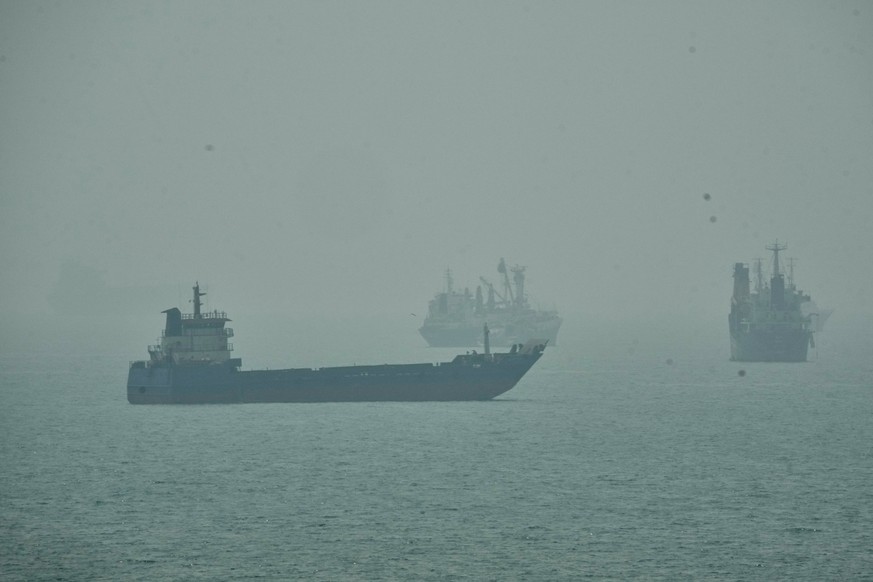 Commercial vessels anchored amid haze in the Strait of Hormuz off Bandar Abbas, Iran, Monday, Sept. 7, 2026. (AP Photo/Vahid Salemi)
Iran War Strait of Hormuz