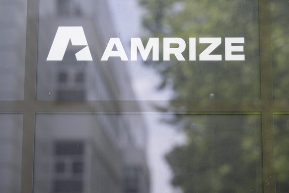 Das Logo der Amrize AG im Business Center Grafenau 8 in der Stadt Zug am Mittwoch, 4, Juni 2025 in Zug. (KEYSTONE/Urs Flueeler).