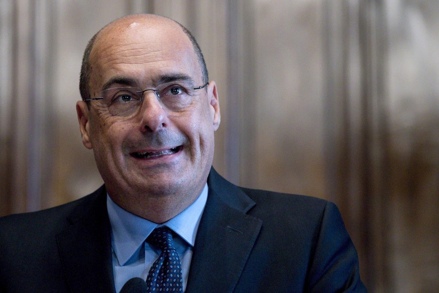 Secretary of the Democratic Party, Nicola Zingaretti, addresses the media after a meeting with designated Italian Premier Giuseppe Conte, in Rome, Friday, Aug. 30, 2019. Democrats agreed this week to  ...