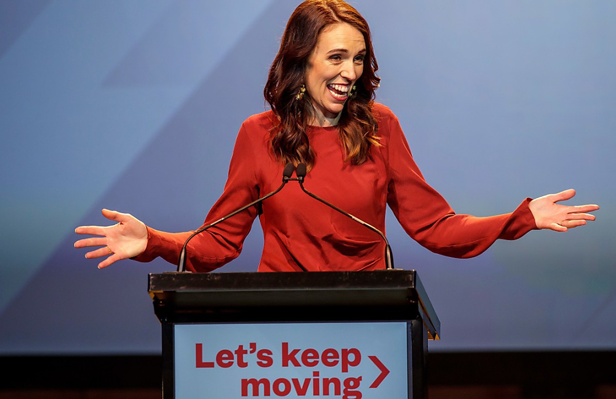 New Zealand Prime Minister Jacinda Ardern speaking during the New Zealand Labour party election night event in Auckland, Saturday, October 17, 2020. (AAP Image/David Rowland) NO ARCHIVING