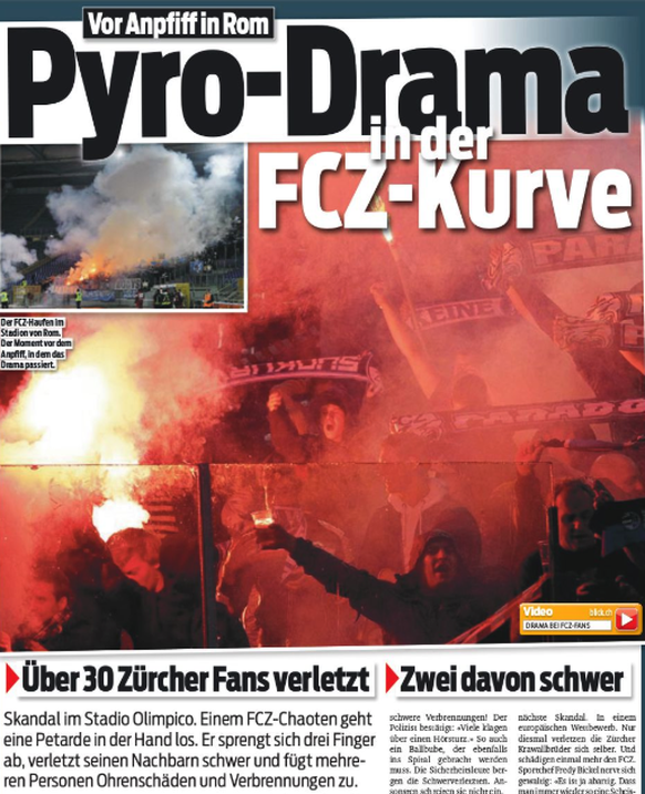 Ebenfalls 2011, dieses Mal in der Europa League: Bei einem Unfall im FCZ-Sektor gibt es mehrere Verletzte.