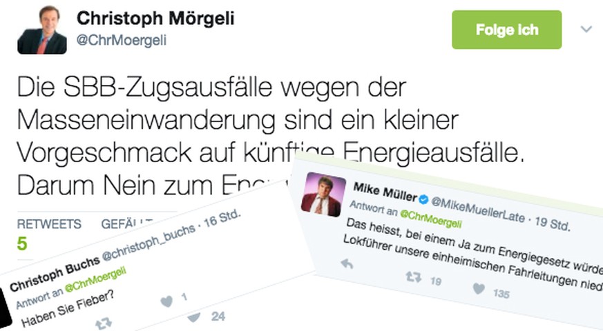 Mörgeli macht auf Twitter den Energie-Affen – die Reaktionen darauf sind elektrisierend