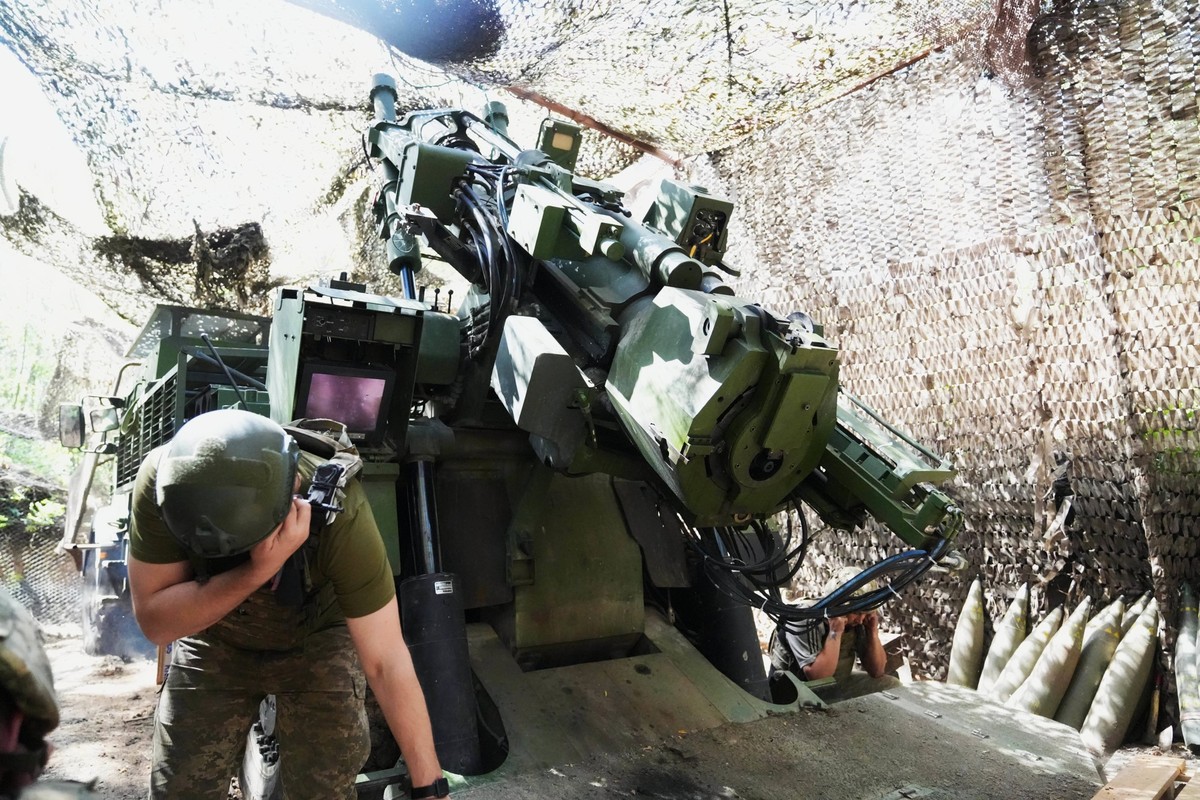 July 10, 2025, Pokrovsk Oblast, Donestk, Ukraine: Soldiers from Division Cesar, artillery, 155th Brigade fire shells during battle in Pokrovsk Oblast region. The Ukrainian 155th Mechanized Brigade, tr ...