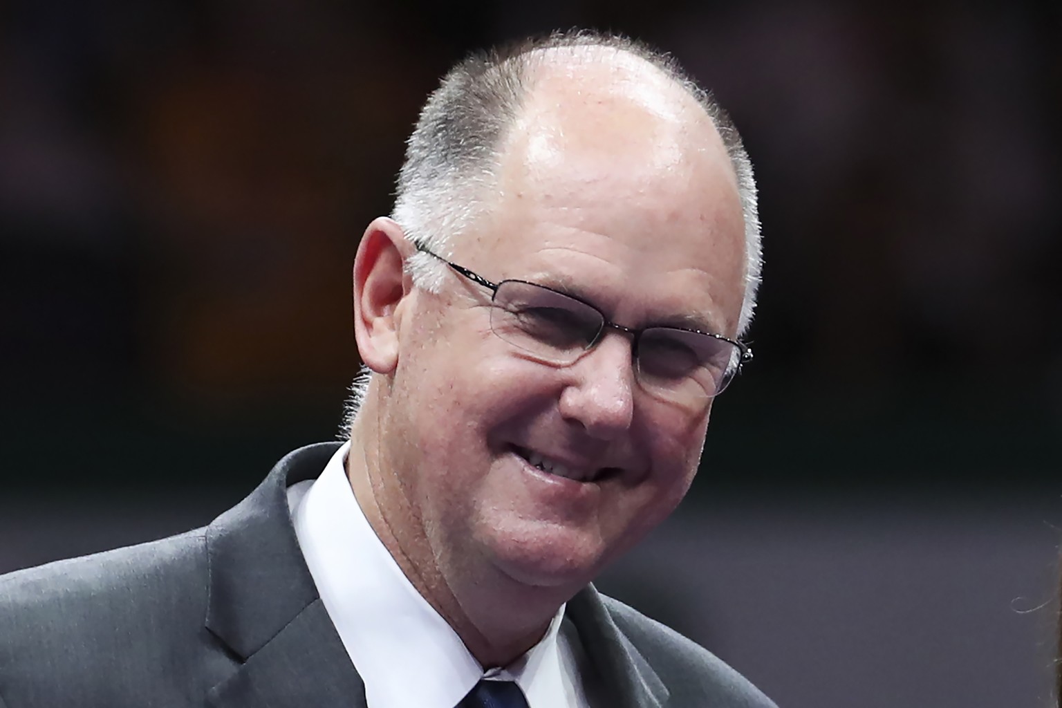 FILE - WTA Chief Executive Officer Steve Simon smiles during a retirement ceremony for Martina Hingis in Singapore on Oct. 29, 2017. An email purportedly from a Chinese professional tennis player that ...