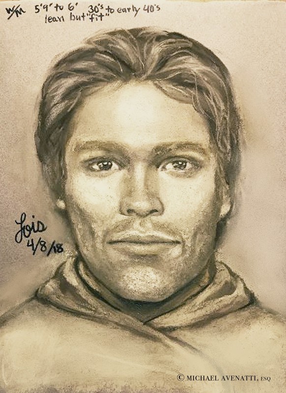 This artist&#039;s drawing released by attorney Michael Avenatti, purports to show the man that the adult film actress Stormy Daniels says threatened her in a Las Vegas parking lot in 2011 to remain q ...
