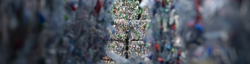 epa07482468 PET bottles, pictured on the occassion of the official opening of the new PET recycling plant of Poly Recycling AG, in Bilten, Switzerland, 03 April 2019. It is said to be the most modern  ...