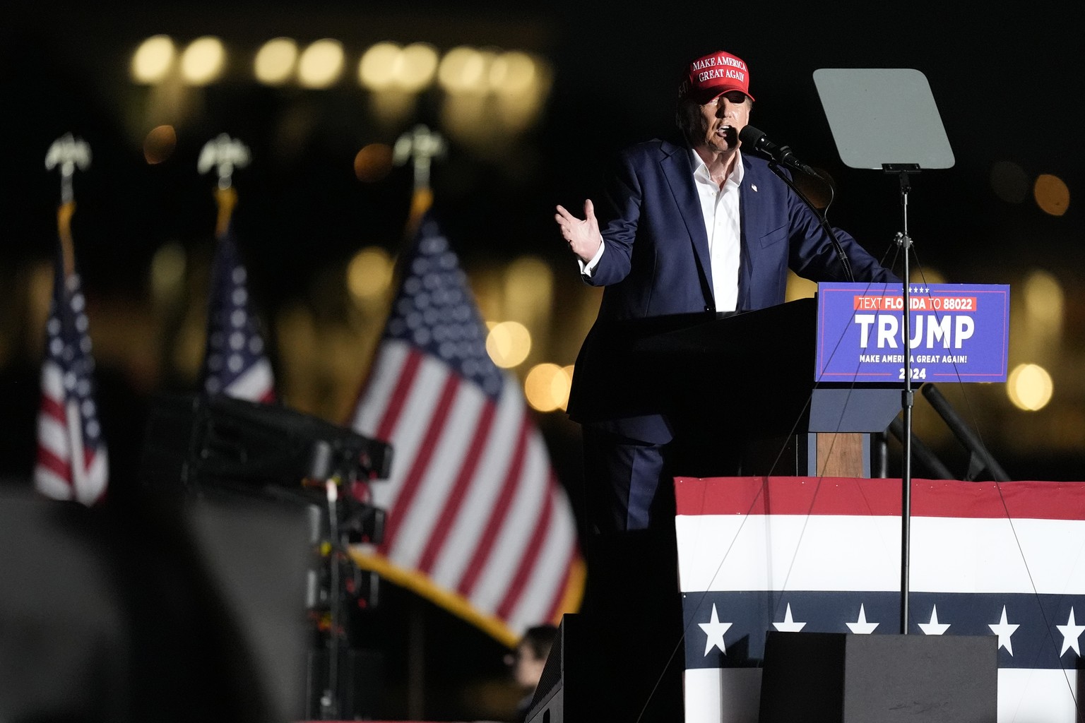 Republican presidential candidate former President Donald Trump speaks at a campaign rally at Trump National Doral Miami, Tuesday, July 9, 2024, in Doral, Fla. (AP Photo/Rebecca Blackwell)