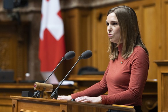 Corina Gredig, GLP-ZH, spricht waehrend der dringlichen Debatte zum Krieg in der Ukraine, waehrend der Fruehlungssessoin der Eidgenoessischen Raete, am Mittwoch, 16. Maerz 2022, im Nationalrat in Bern ...