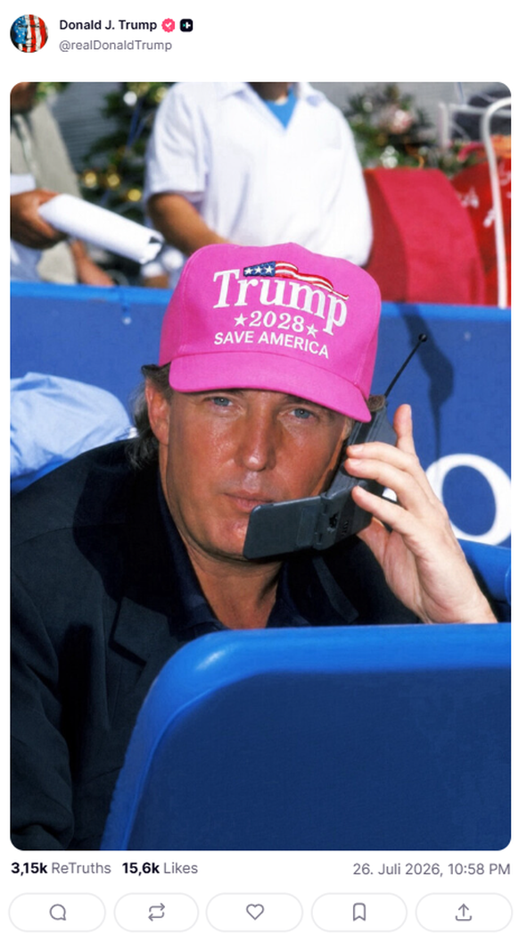 Trump Truthsocial Post: Pinke Mütze