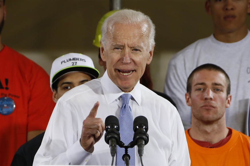 FILE - In this March 6, 2018 file photo, former Vice President Joe Biden speaks at a rally in support of Conor Lamb, the Democratic candidate for the March 13 special election in Pennsylvania&#039;s 1 ...