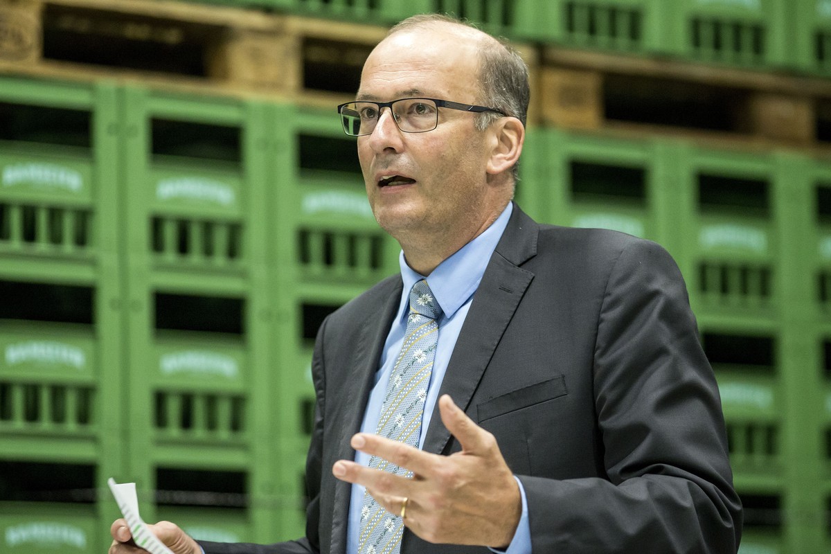 Markus Ritter, Nationalrat und Bauernverbandspraesident, spricht am Medienanlass "Ja zur Ernaehrungssicherheit - Ja zu Arbeitsplaetzen im laendlichen Raum" am Dienstag, 5. September 2017, in ...