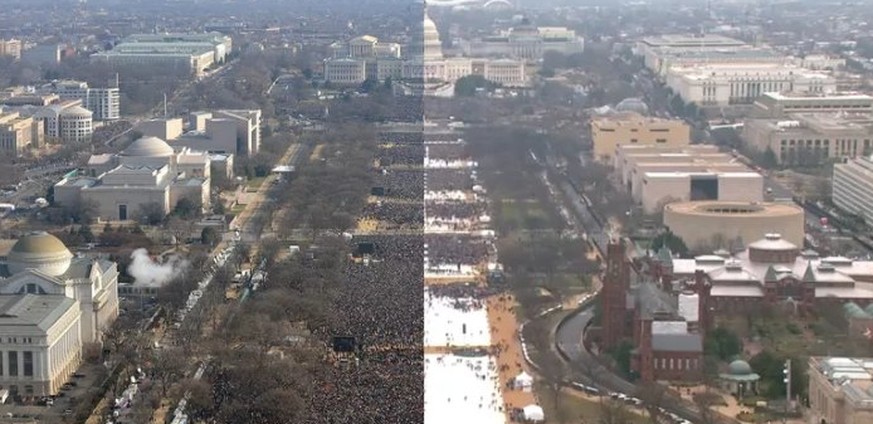 Zu Trumps Amtsantrittsfeier kamen deutlich weniger Leute als bei Obama 2009
