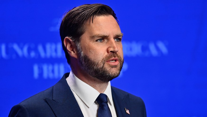 U.S. Vice President JD Vance speaks during a press conference with Hungarian Prime Minister Viktor Orban as they meet in Budapest, Hungary, Tuesday, April 7, 2026. (AP Photo/Denes Erdos)
Hungary US Va ...