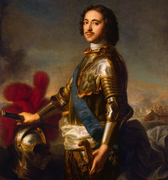 Peter der Grosse auf einem Ölgemälde, das Jean-Marc Nattier zugeschrieben wird.