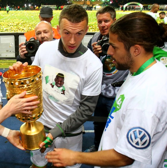 Pokalsieg mit Wolfsburg: Ivan Perisic und Ricardo Rodriguez.