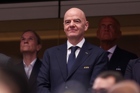 FIFA president Gianni Infantino looks on during the World Cup round of 32 soccer match between Ivory Coast and Norway in Arlington, Texas, near Dallas, Tuesday, June 30, 2026. (AP Photo/Sam Hodde)
Gia ...