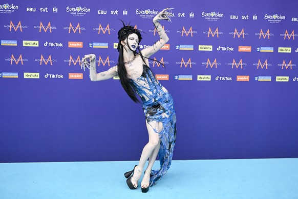 epa11320049 Bambie Thug representing Ireland poses on the Turquoise Carpet before the opening ceremony for the 68th edition of the Eurovision Song Contest (ESC) at Malmo Live, in Malmo, Sweden, 05 May ...