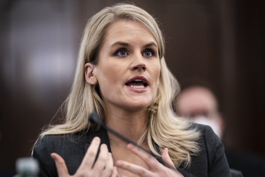 Former Facebook data scientist Frances Haugen speaks during a hearing of the Senate Commerce, Science, and Transportation Subcommittee on Consumer Protection, Product Safety, and Data Security, on Cap ...