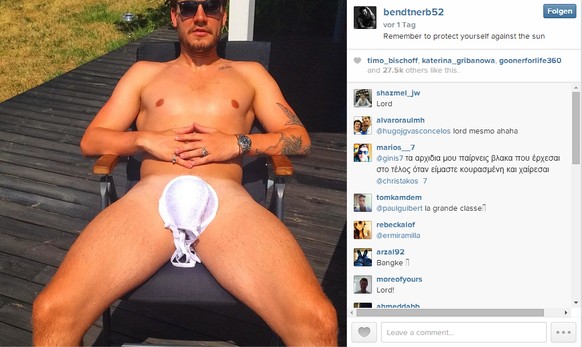 Nicklas Bendtner meisselt munter weiter an seinem Ruf als Enfant Terrible und Scherzkeks. Bei Instagram hat der dänische Angreifer ein Bild veröffentlicht, das ihn völlig nackig auf einem Liegestuhl z ...