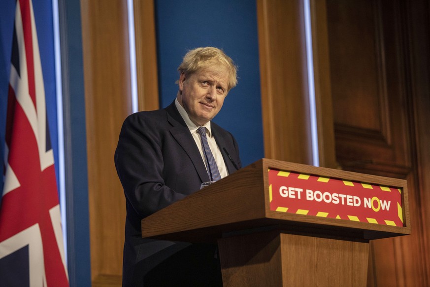 Boris Johnson während einer Pressekonferenz am 4. Januar 2022.