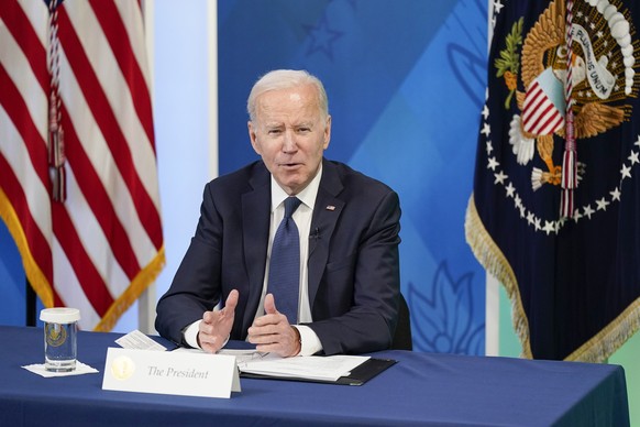 President Joe Biden speaks during an event to support legislation that would encourage domestic manufacturing and strengthen supply chains for computer chips in the South Court Auditorium on the White ...