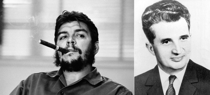 Keine Frage, Che (links das Bild von Burri) war einfach cooler,&nbsp;Ceaușescu (rechts) kannte im Westen kein Schwein. Berühmt machte ihn vor allem die «tadellose Dramaturgie» seiner Erschiessung am Neujahrstag 89/90.&nbsp;