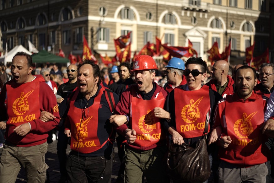 «Rechte, Arbeit, Demokratie» lautet der Slogan der Protestkundgebung von Samstag in Rom.&nbsp;